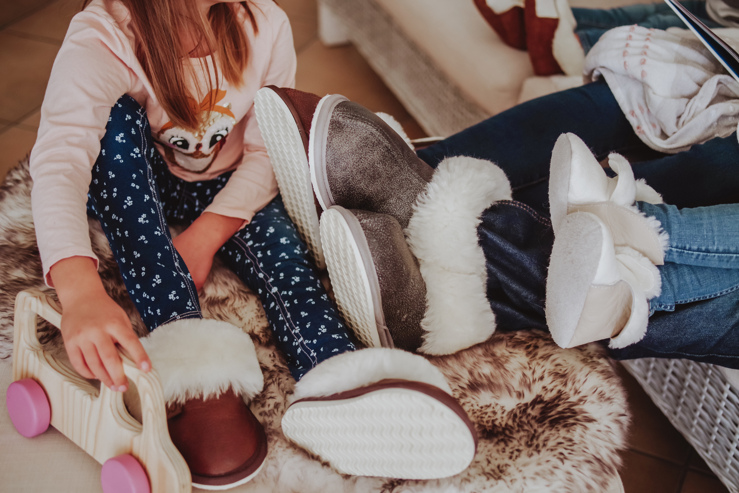 Baby, Toddler and Adult Merino sheepskin slippers